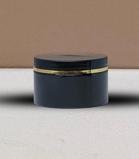 250g Wide Plastic Jar Black Lid With Gold Strip