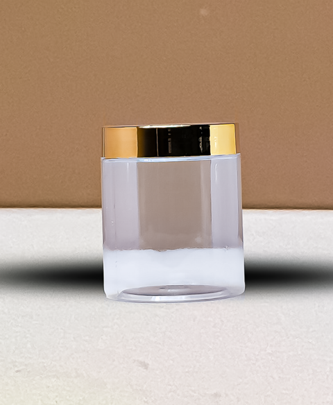 250g Tall Plastic Jar With Gold Electroplated Lid