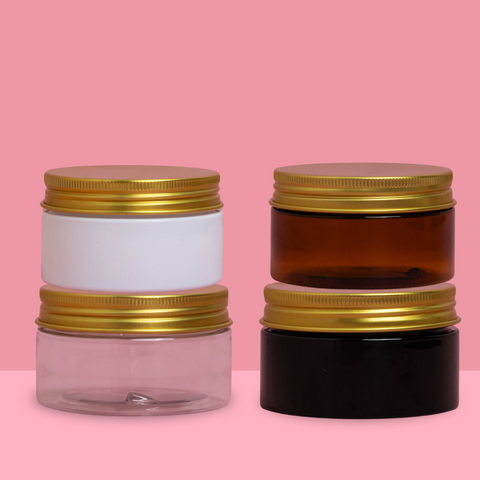 100g Plastic Jar With Gold Aluminium Lid