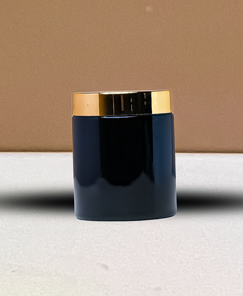 250g Tall Plastic Jar With Gold Electroplated Lid