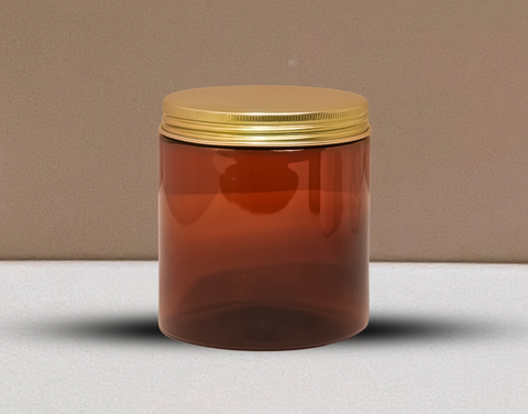 500g White Plastic Jar With Gold Strip