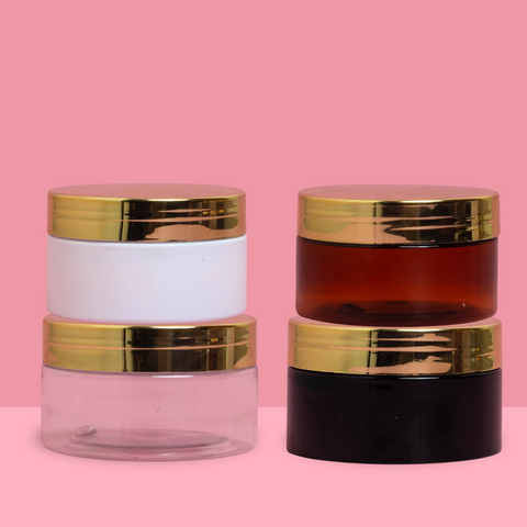 100g Plastic Jar With Gold Electroplated Lid