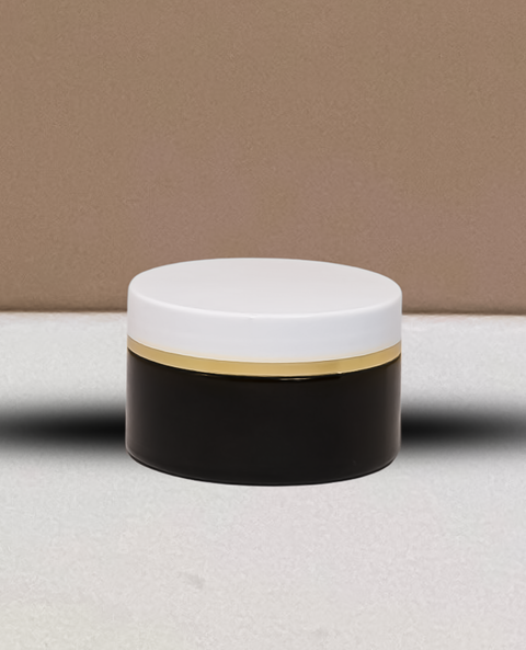 100g Plastic Jar With White Lid and Gold Strip