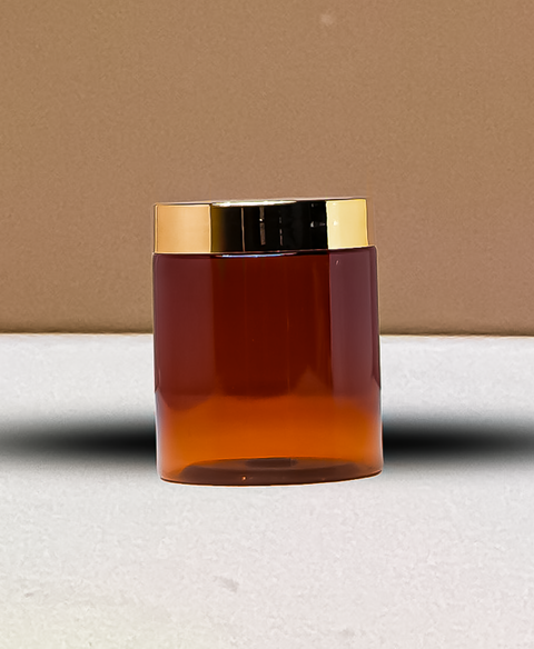 250g Tall Plastic Jar With Gold Electroplated Lid