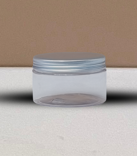 250g Wide Plastic Jar With Silver Aluminium Lid