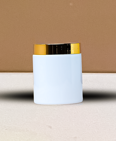 250g Tall Plastic Jar With Gold Electroplated Lid