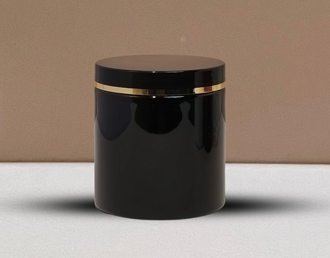 500g Plastic Jar With Black Lid with Gold Strip