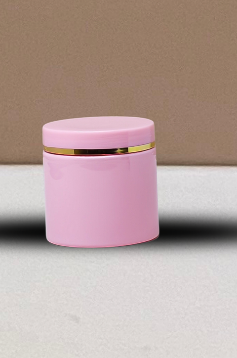 200g Pink Pet jar with Pink Lid + Gold Strip