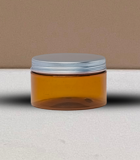 250g Wide Plastic Jar With Silver Aluminium Lid