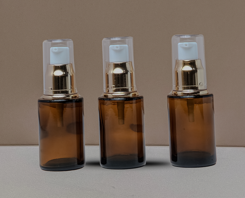 30Ml Glass Bottle With Gold Treatment Pump (Flat)