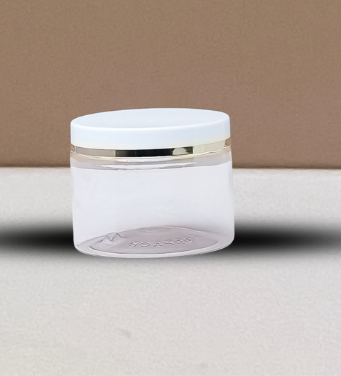 300g Pink Pet Jar with Pink Lid + Gold Strip