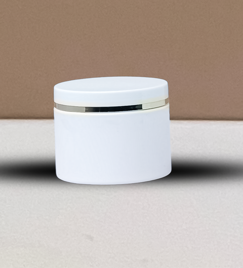 300g Plastic Jar White Lid With Gold Strip