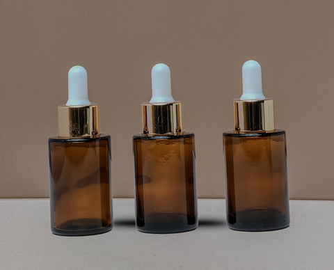 30Ml Glass Bottle With Gold White Dropper (Flat)