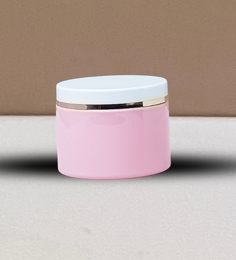300g Pink Pet Jar with Pink Lid + Gold Strip