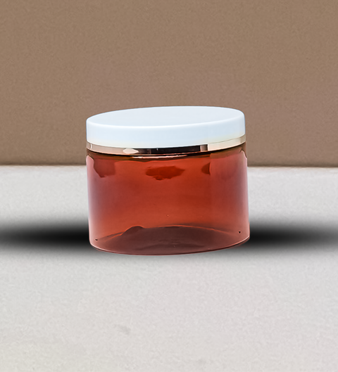 300g Plastic Jar White Lid With Gold Strip