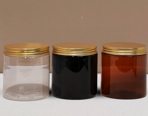 500g White Plastic Jar With Gold Strip