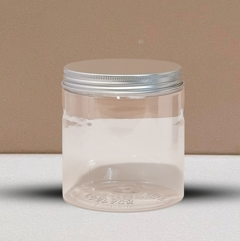 500g Plastic Jar With Silver Aluminium Lid