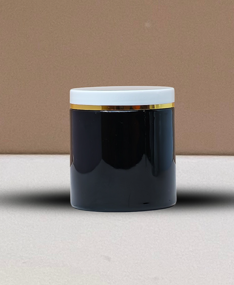 500g Plastic Jar With White Lid with Gold strip