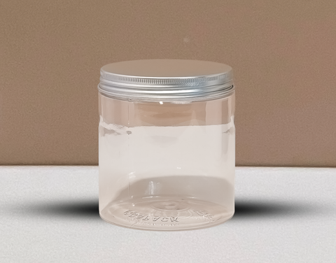 500g White Plastic Jar With Silver Strip