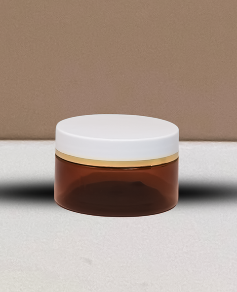 100g Plastic Jar With White Lid and Gold Strip