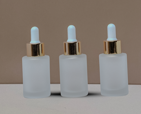 30Ml Glass Bottle With Gold White Dropper (Flat)