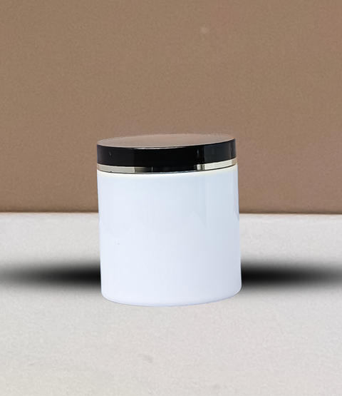 500g Plastic Jar With Black Lid with Gold Strip