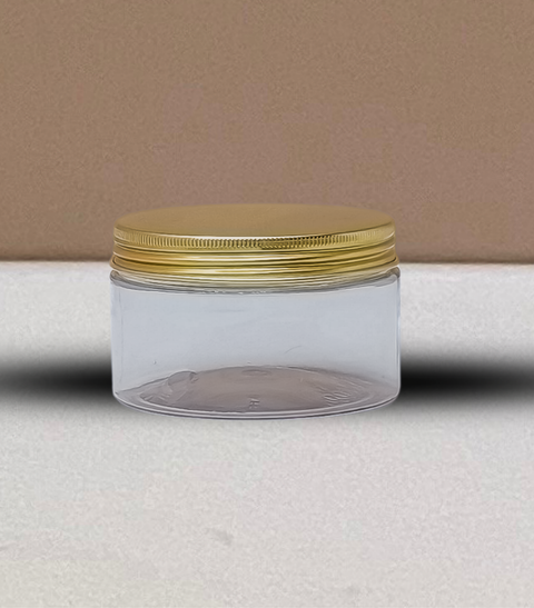 250g Wide Plastic Jar With Gold Aluminium Lid