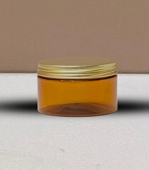 250g Wide Plastic Jar With Gold Aluminium Lid