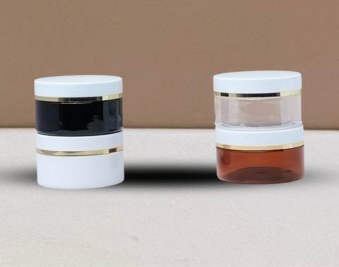 100g Plastic Jar With White Lid and Gold Strip