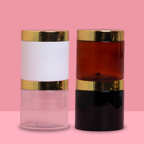 200g Plastic Jar With Gold Electroplated Lid