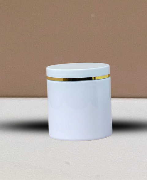 500g Plastic Jar With White Lid with Gold strip