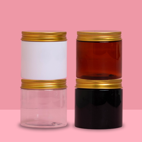 200g Plastic Jar With Gold Aluminium Lid