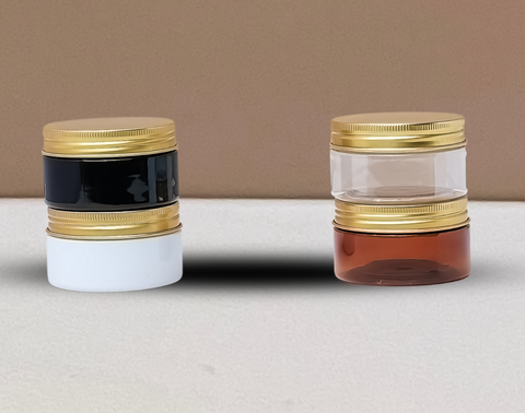 100g Plastic Jar With Gold Aluminium Lid