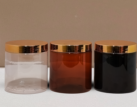500g Plastic Jar With Gold Electroplated Lid