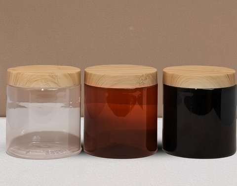 500g Wide Plastic Jar With Bamboo Lid