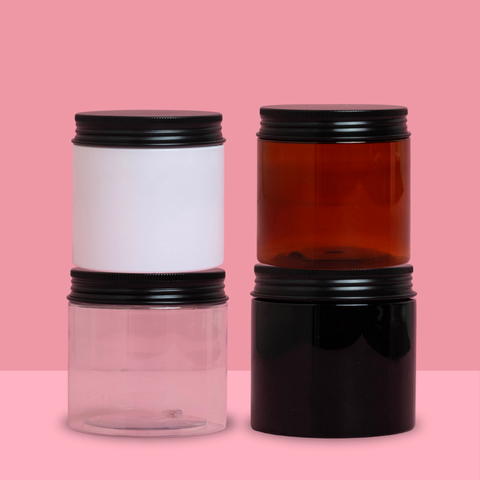 200g Plastic Jar With Black Aluminium Lid