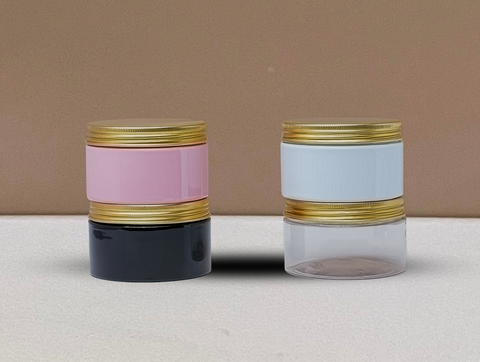 250g Wide Plastic Jar With Gold Aluminium Lid