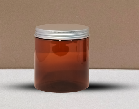 500g White Plastic Jar With Silver Strip