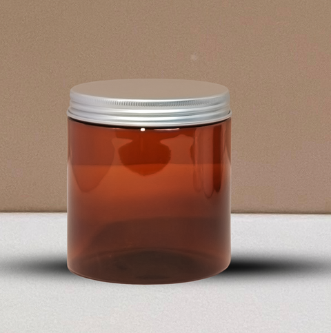500g Plastic Jar With Silver Aluminium Lid