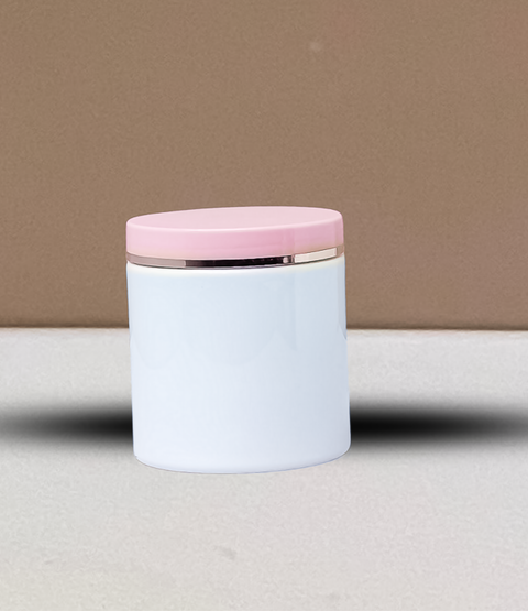 500g Plastic Jar With Pink Lid with Gold Strip