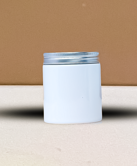 250g Tall Plastic Jar With Silver Aluminium Lid