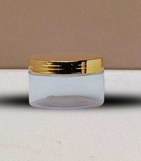 250g Wide Plastic Jar With Gold Electroplated Lid