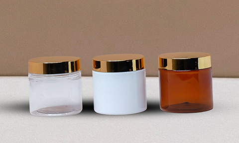 200g Plastic Jar With Gold Electroplated Lid