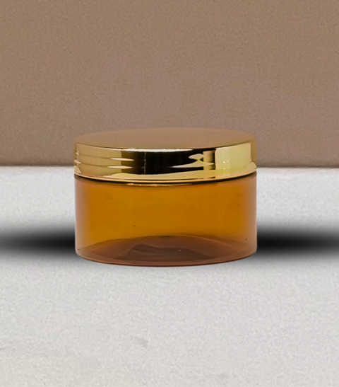 250g Wide Plastic Jar With Gold Electroplated Lid