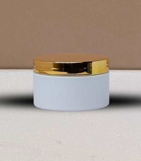 250g Wide Plastic Jar With Gold Electroplated Lid