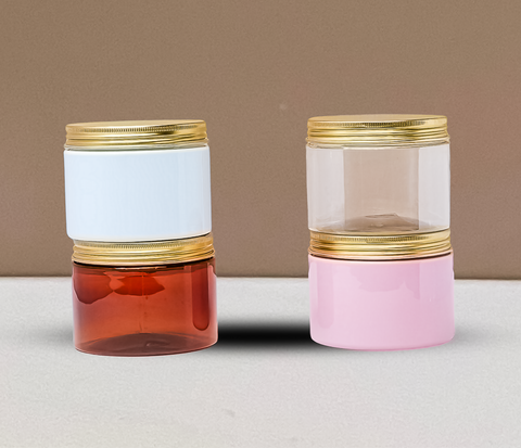 300g Plastic Jar With Gold Aluminium Lid