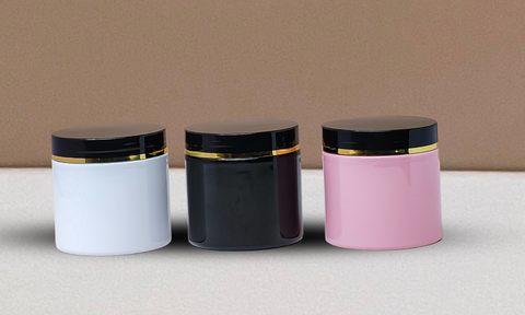 200g Plastic Jar Black Lid With Gold Strip