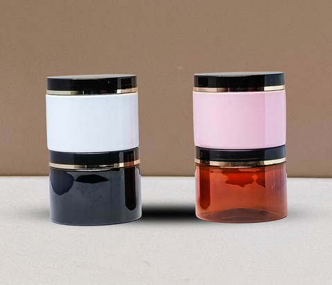 300g Plastic Jar Black Lid With Gold Strip