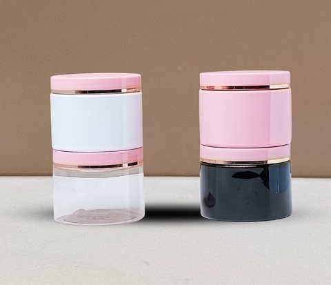 300g Pink Pet Jar with Pink Lid + Gold Strip