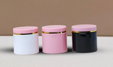 200g Pink Pet jar with Pink Lid + Gold Strip